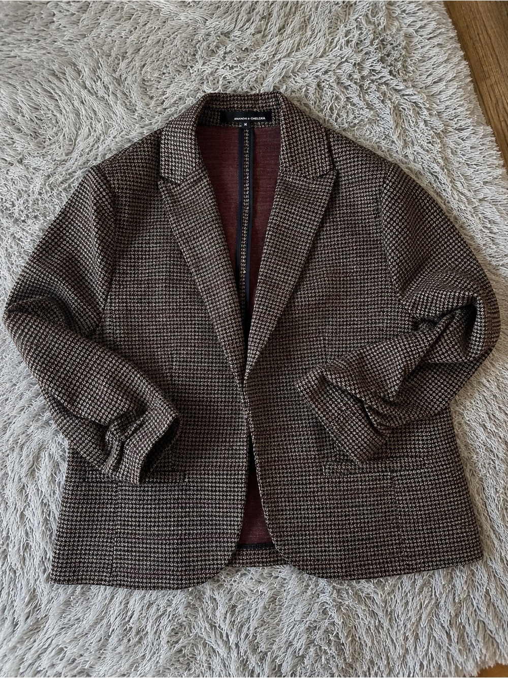 Amanda + Chelsea Houndstooth Blazer – Women’s XL – Brown/Black Plaid